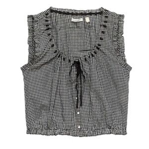 Doen Black and White Checkered Blouse